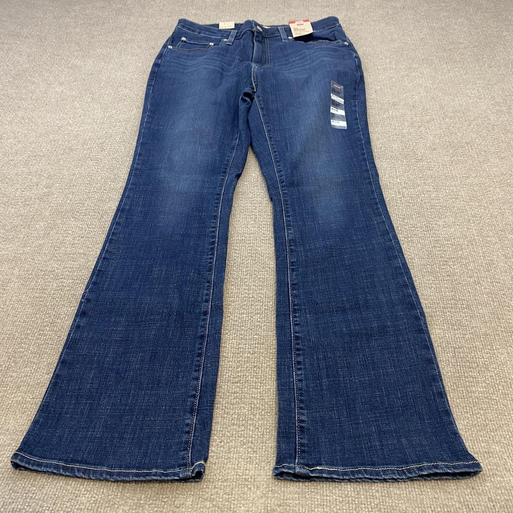 Levis 725 Bootcut Jeans Womens 32 Blue Dark Wash High Rise Stretch Denim NWT